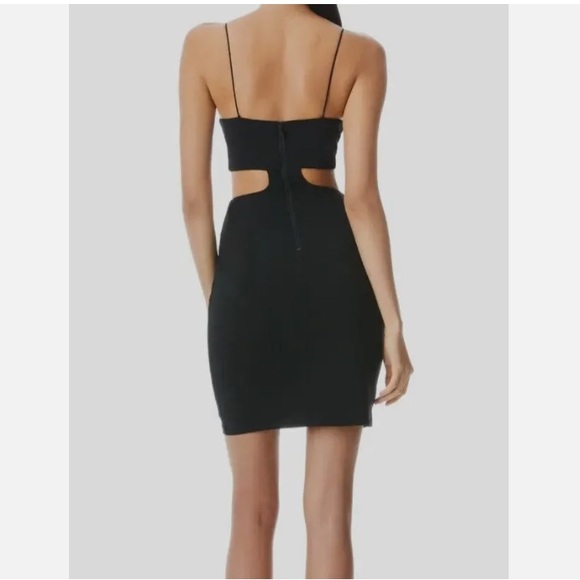 Alice + Olivia Havana Spaghetti Strap Cutout Side V Neck Mini Dress Black Size 0 - Picture 4 of 7